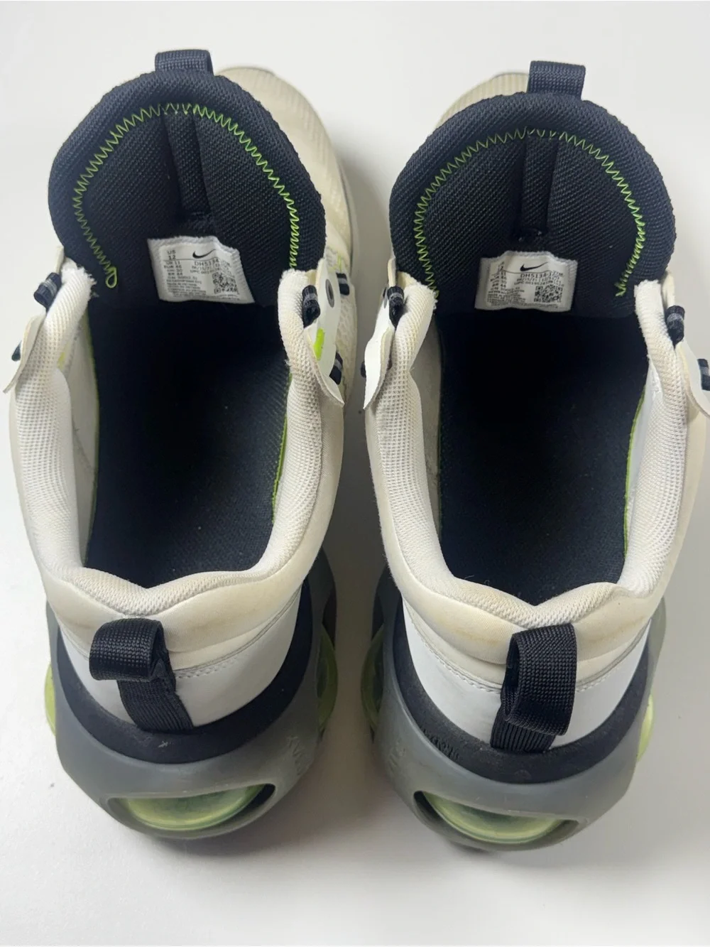 Nike Men’s Sneakers - White with Neon Yellow Swoosh